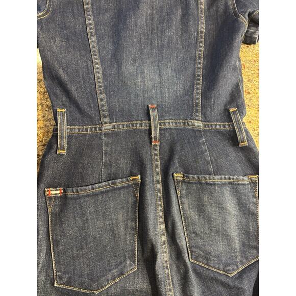 *Gorgeous* ALICE AND OLIVIA Wide Flare Leg Fitted Denim Zip Jumpsuit Size 25 - Picture 12 of 15